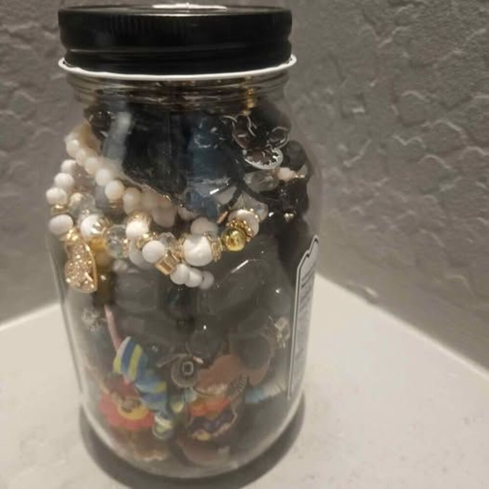 Quart Jar Mystery Costume Jewelry Crocs Jibbitz Rings Lot